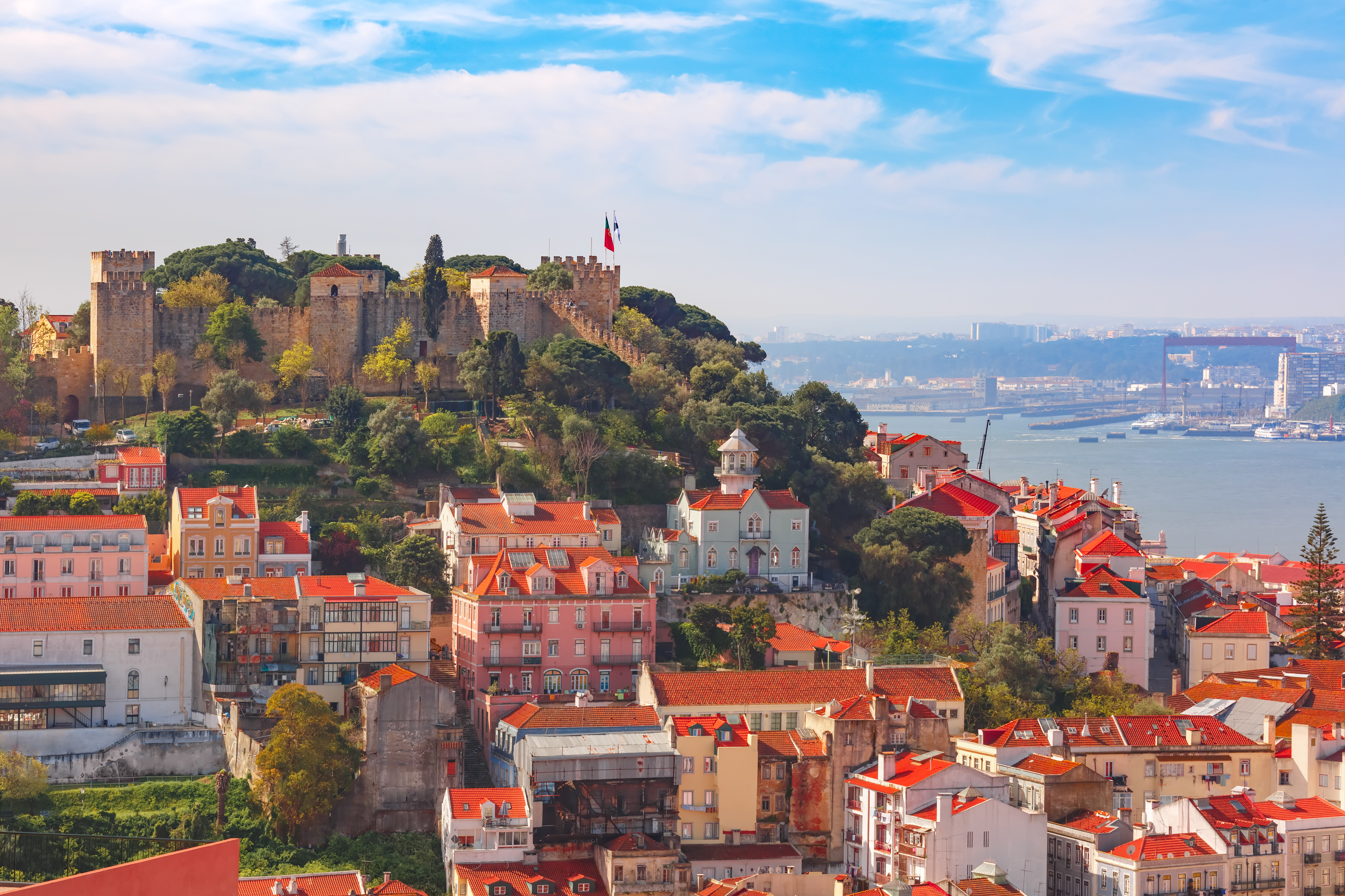 Lisbon rooftops and the Tagus river