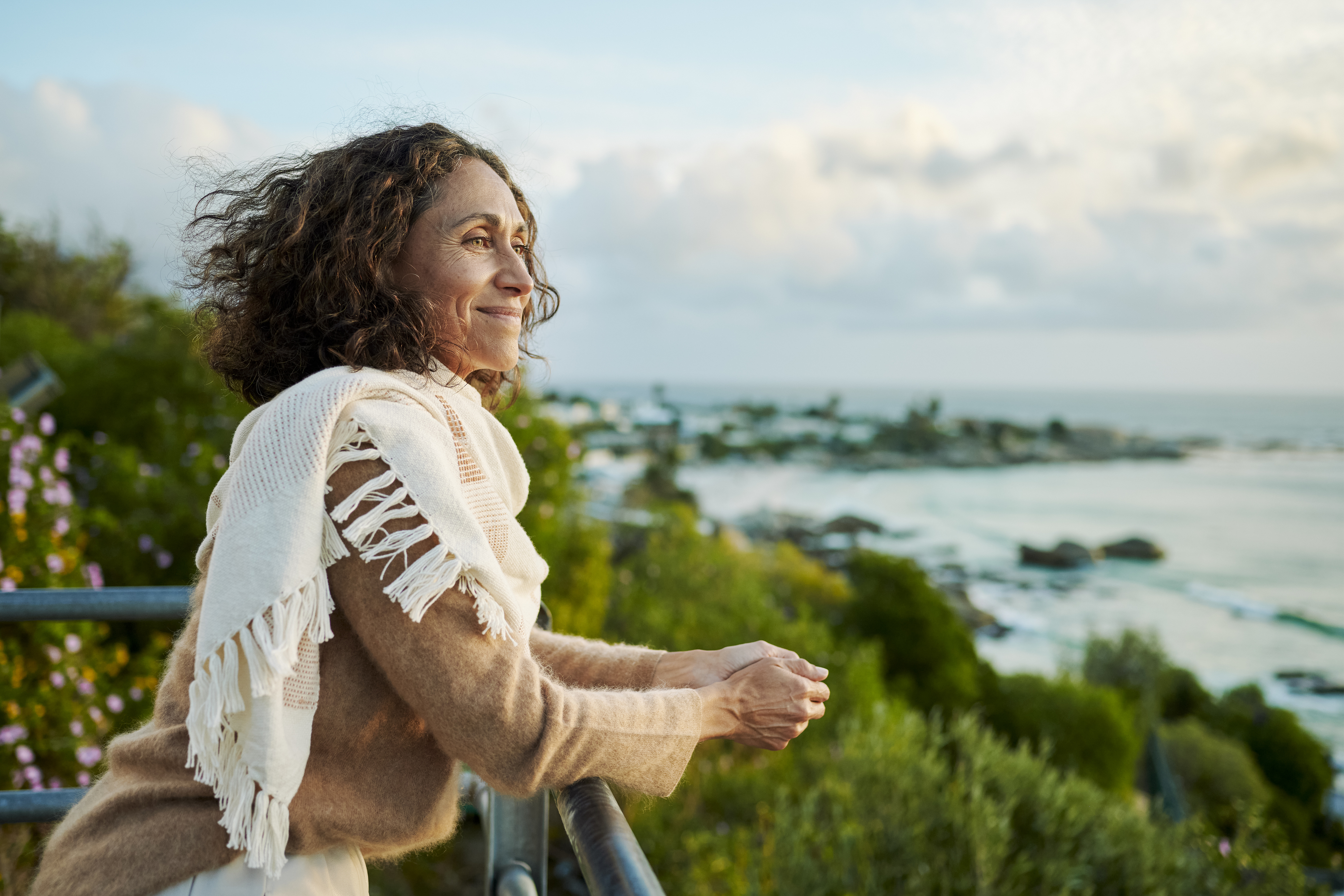 Woman looking outward with hope
